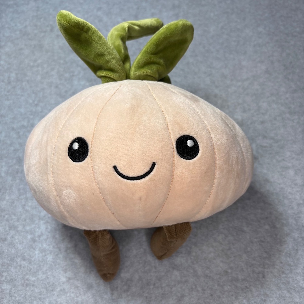 Smoochy Pals Garlic Plush Soft Squishy Vegetable Stuffed Animal Beige Green